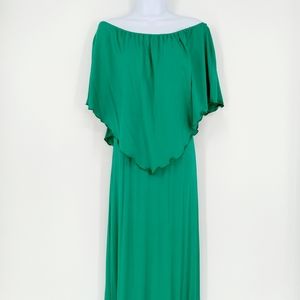 Culture Phit Green One Size Fits Most Off Shoulder Elastic Drape Shaw Maxi Dress